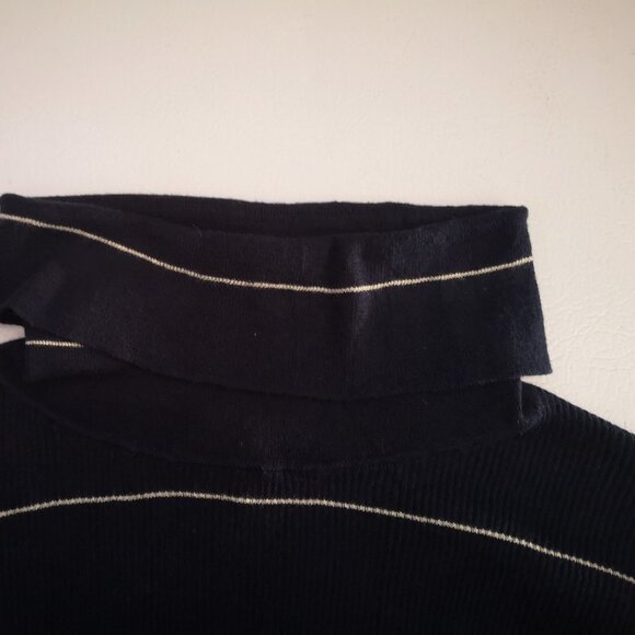 Talbots Ladies Navy with Beige Stripe Lightweight Turtleneck - Picture 6 of 9